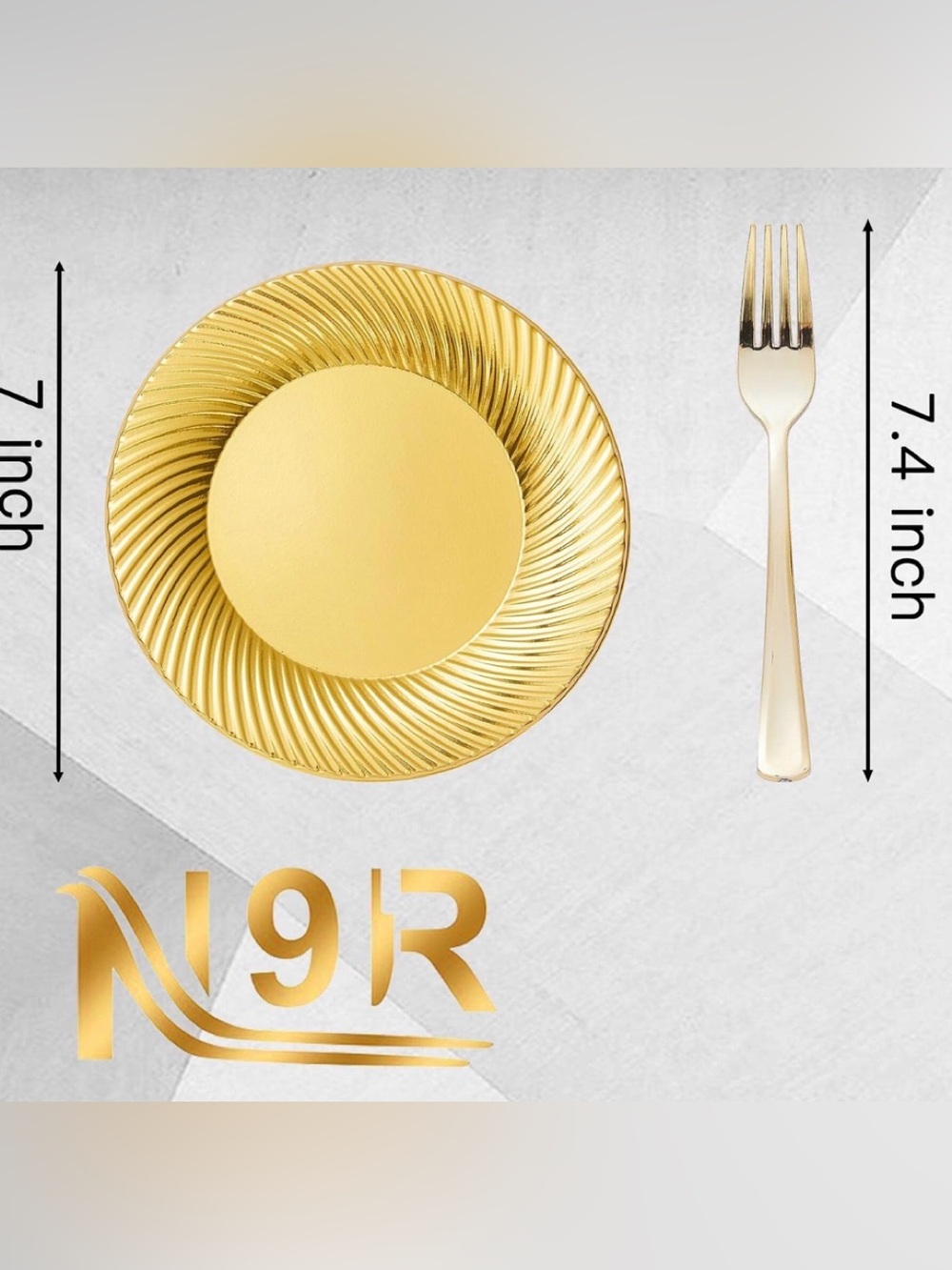 N9R 60PCS Gold Disposable Heavy Duty Plastic Cake & Dessert Plates & Gold Forks - Picture 4 of 4